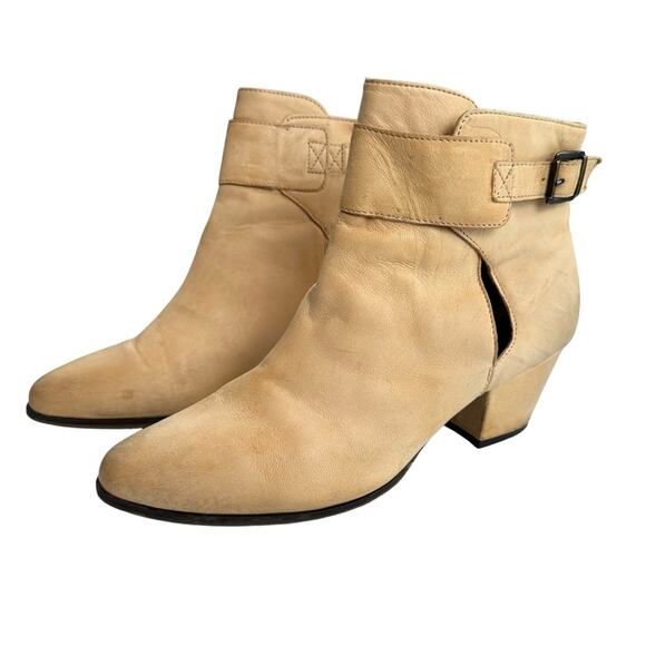 FREE PEOPLE Belleville Ankle Boots Distressed Beige Size 41 EU / 10 US - Picture 1 of 16